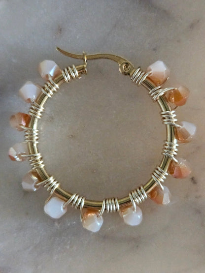 Caramel Swirl Crystal Hoops - Mereki Store